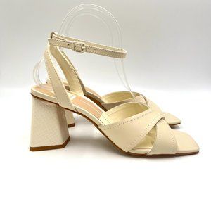 Dolce Vita Womens Size 7.5 Cream Leather Crisscross Open Toe Sandals Heels Shoes